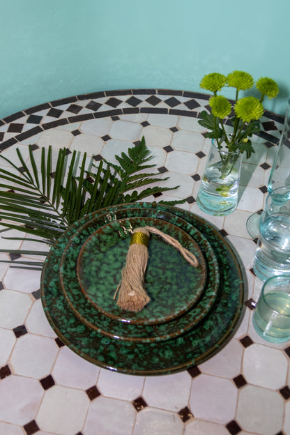 Speckled Green Plate - Hand-painted Morocco