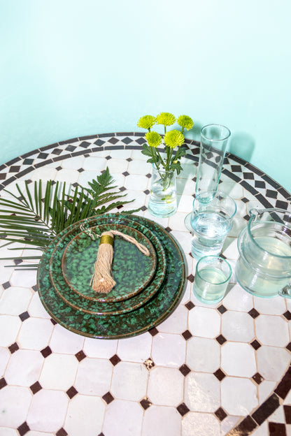 Speckled Green Plate - Hand-painted Morocco