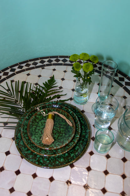 Speckled Green Plate - Hand-painted Morocco