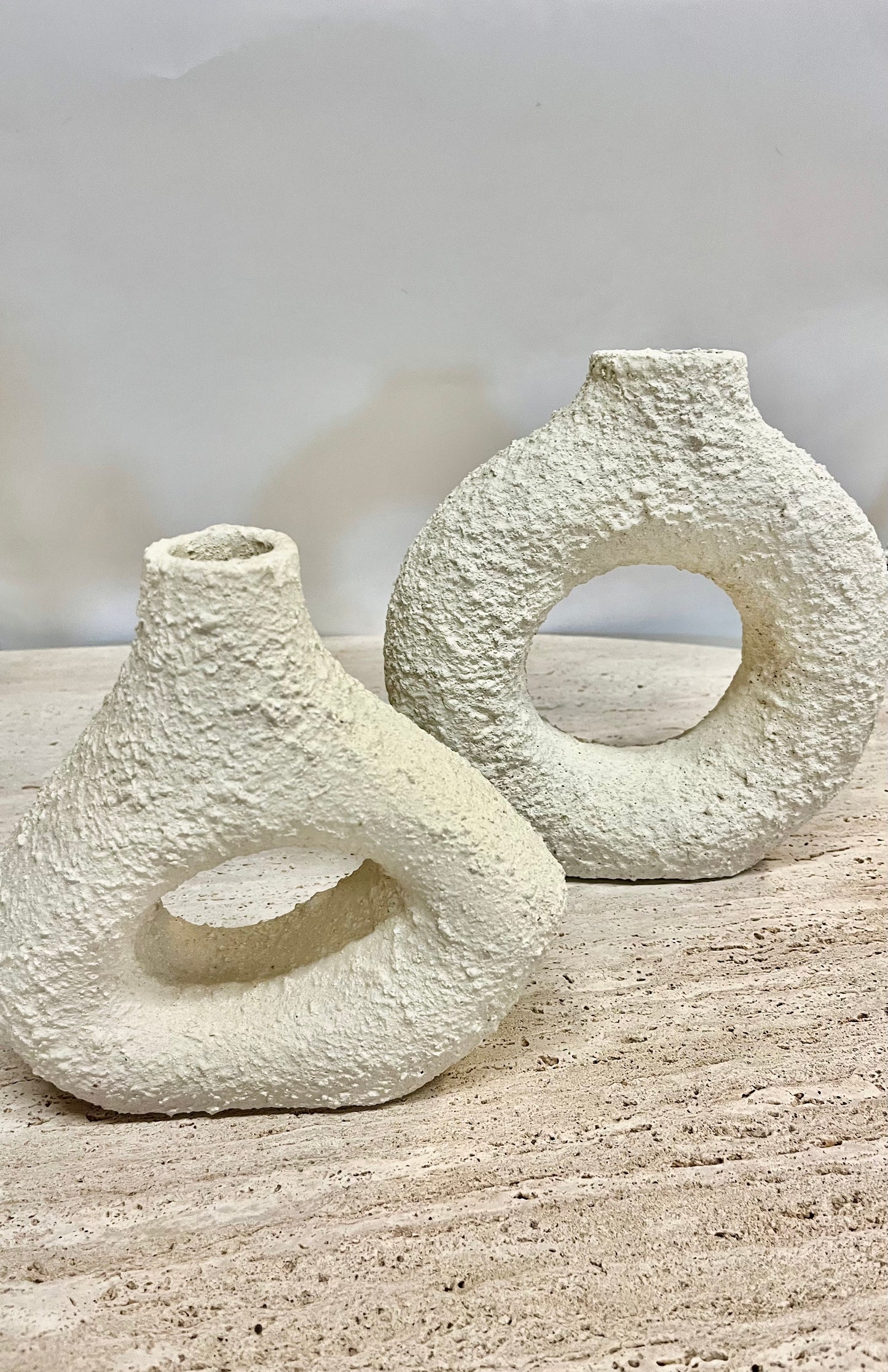 Textured White Donut/Geo Vase