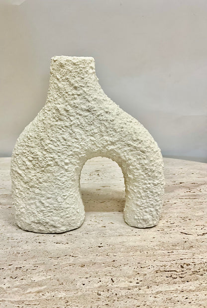 Textured White Donut/Geo Vase