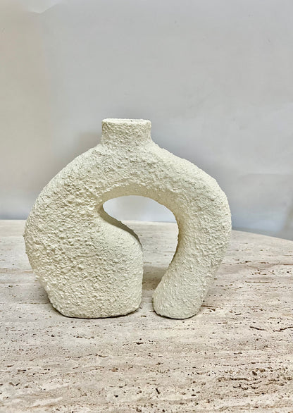 Textured White Donut/Geo Vase