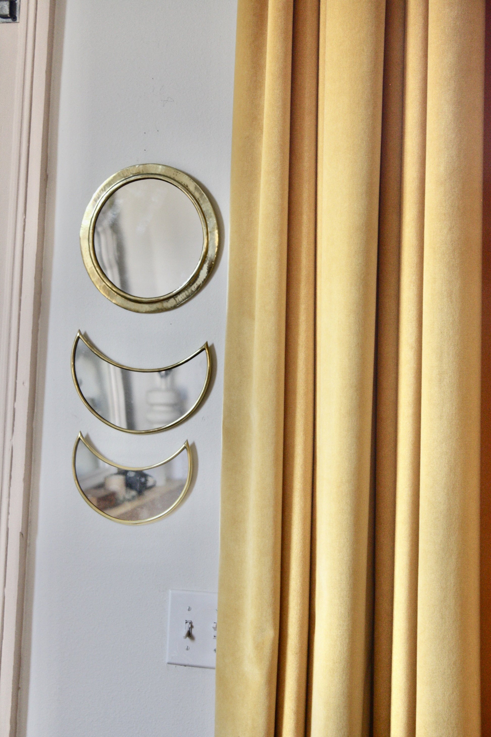 Set of 2 Medium Crescent Moon Brass Mirrors Handmade in Morocco