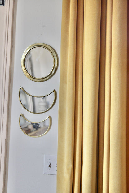 Set of 2 Medium Crescent Moon Brass Mirrors Handmade in Morocco