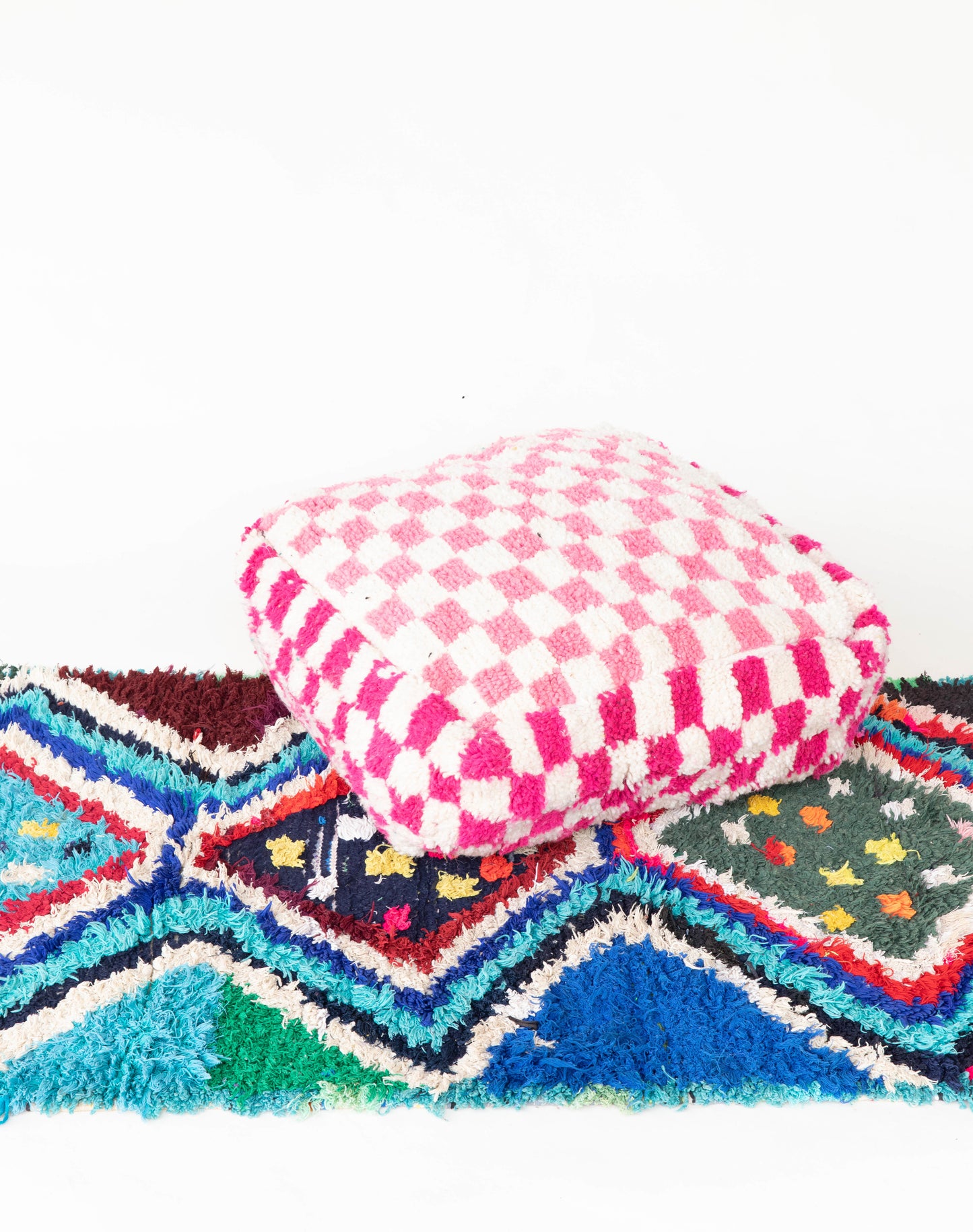 Handmade Moroccan Checkered Pouf/Ottoman
